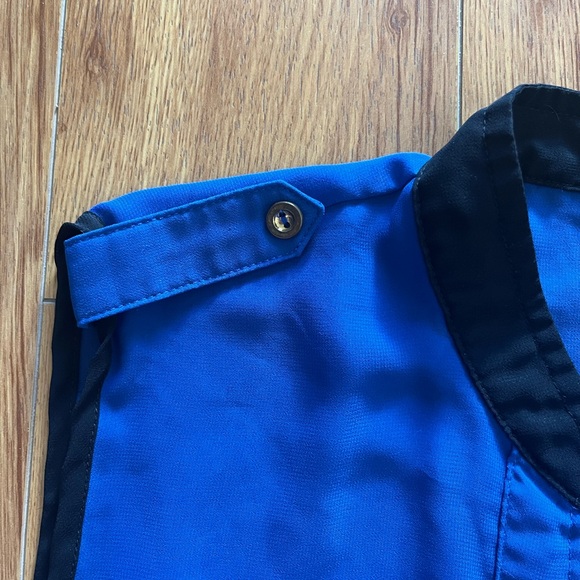 Sheer Ultramarine Sleeveless Button Up - Picture 5 of 5
